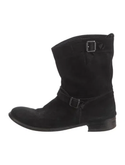Pre-owned Belstaff Suede Moto Boots In Black