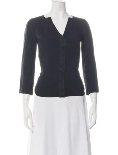 Pre-owned Belstaff V-neck Three-quarter Sleeve Top In Black