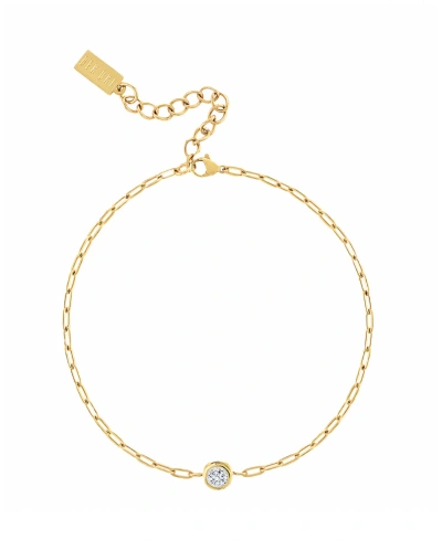 Ben Oni Gold-tone Dainty Non-tarnish Cubic Zirconia Paper Clip Bracelet