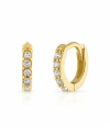 Ben Oni Pave Huggie Hoops In 14k Gold Over Sterling Silver Or Sterling Silver, 9mm