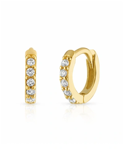 Ben Oni Pave Huggie Hoops In 14k Gold Over Sterling Silver Or Sterling Silver, 9mm