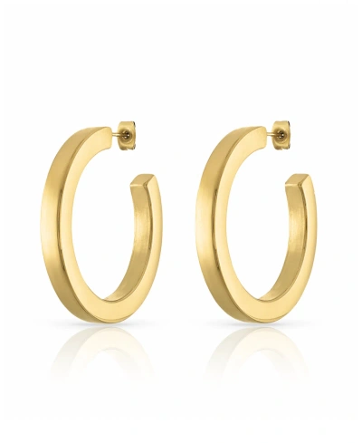 Ben Oni Polished Non-tarnish Square Edge Hoop Earrings, 1.65" In Gold
