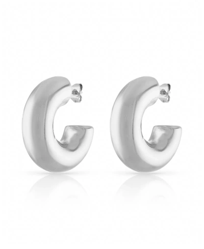 Ben Oni Silver Polished Chunky Non-tarnish Tube Hoops, 1.20"