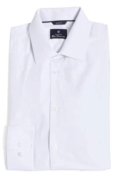 Ben Sherman Solid Slim Fit Dress Shirt In White