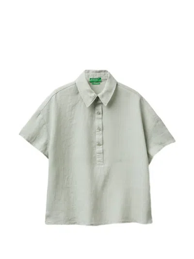 Benetton Short-sleeve Polo Blouse In Green