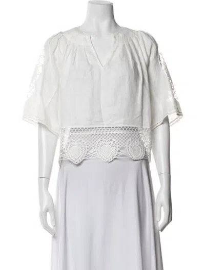 Pre-owned Berenice Linen V-neck Top W/ Tags In White