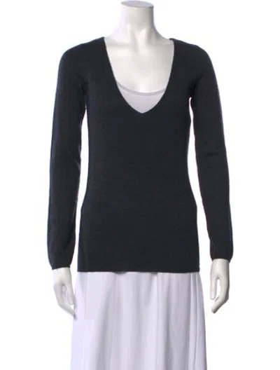 Pre-owned Berenice Merino Wool V-neck Sweater In Black