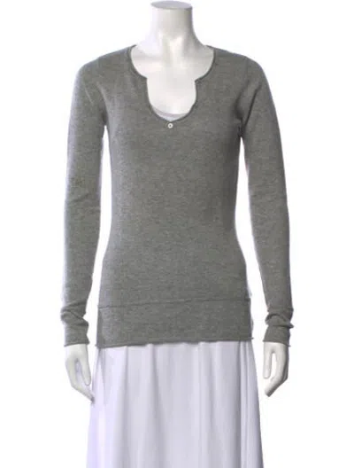 Pre-owned Berenice Merino Wool V-neck Sweater In Grey