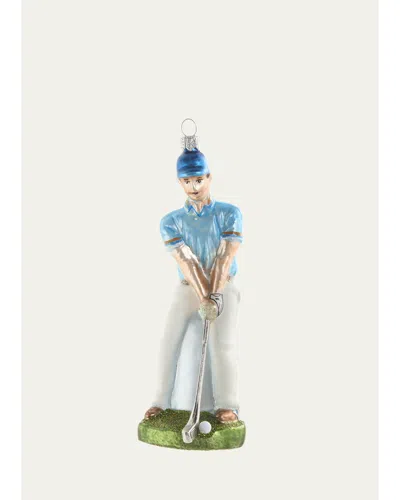Bergdorf Goodman Golfer Glass Christmas Ornament In Multi