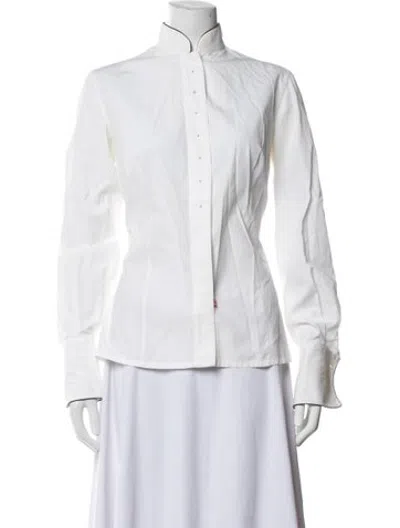 Pre-owned Bergdorf Goodman Long Sleeve Blouse In White