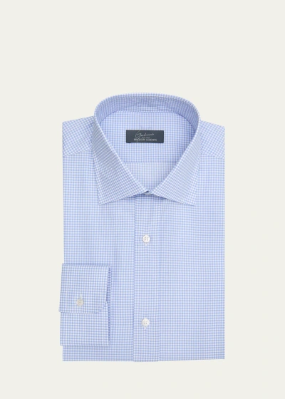 Bergdorf Goodman Men's Cotton Micro-check Dress Shirt In 15-blue