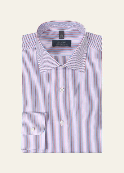 Bergdorf Goodman Men's Cotton Multi-stripe Dress Shirt In 2-blue Burg Wht