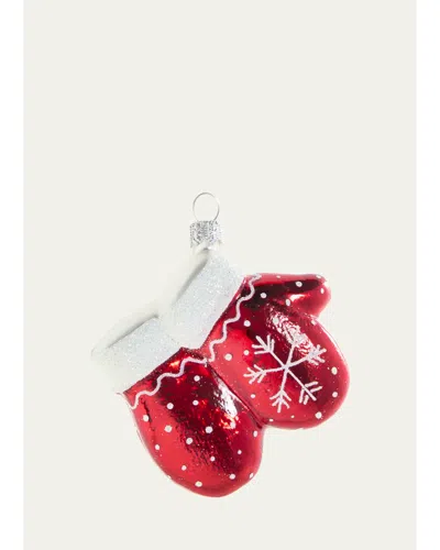 Bergdorf Goodman Mittens Christmas Ornament In Red