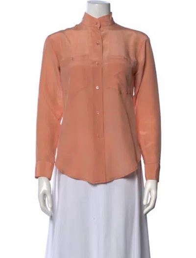 Pre-owned Bergdorf Goodman Silk Long Sleeve Button-up Top In Pink