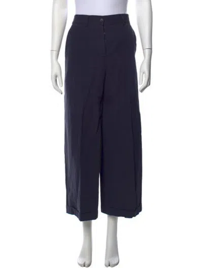 Pre-owned Bergfabel Linen Wide Leg Pants In Blue