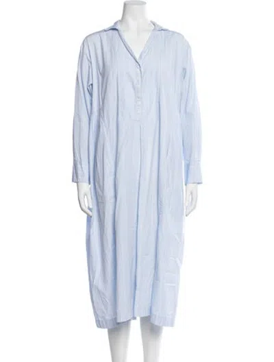 Pre-owned Bergfabel Striped Long Dress In Blue/white