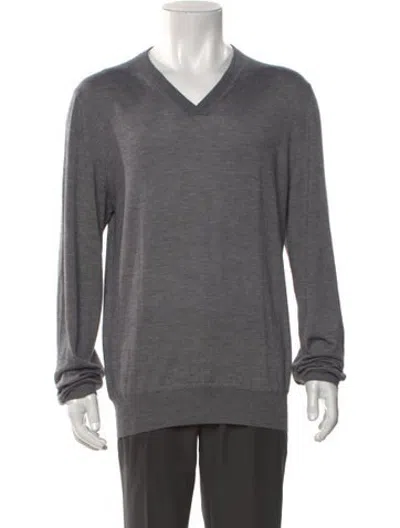 Pre-owned Berluti Cashmere V-neck Pullover In Grey