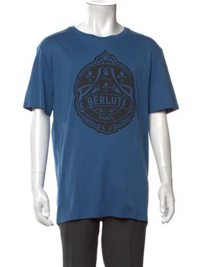 Pre-owned Berluti Graphic Print Crew Neck T-shirt In Blue