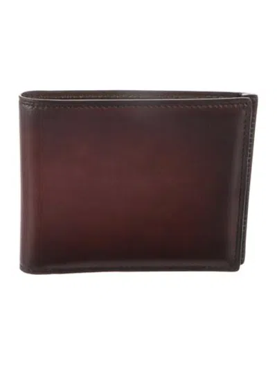 Pre-owned Berluti Leather Bifold Wallet In Brown/green