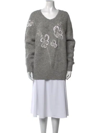 Pre-owned Bernadette Alpaca Graphic Print Sweater W/ Tags In Grey