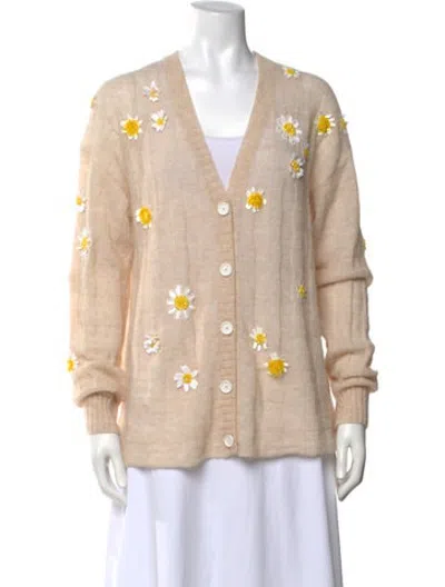 Pre-owned Bernadette Baby Alpaca Floral Print Sweater In Neutrals