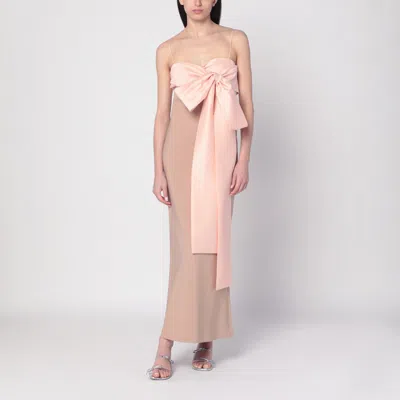 Bernadette Beige/pink Bart Dress With Oversized Bow In Neutral