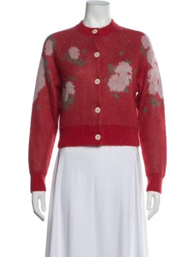 Pre-owned Bernadette Floral Print Crew Neck Sweater W/ Tags In Red