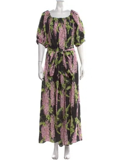 Pre-owned Bernadette Linen Long Dress In Black