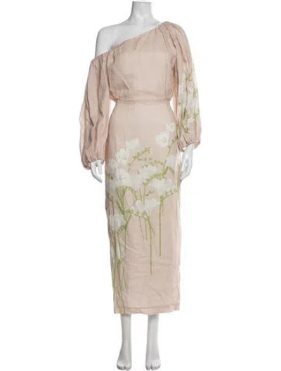Pre-owned Bernadette Linen Midi Length Dress In Pink