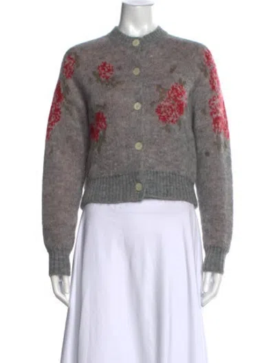 Pre-owned Bernadette Mohair Floral Print Sweater In Grey