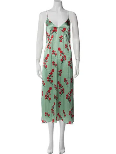 Pre-owned Bernadette Silk Midi Length Dress In Green