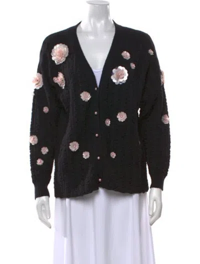 Pre-owned Bernadette Wool Floral Print Sweater In Black