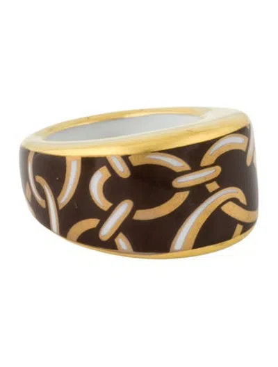 Pre-owned Bernardaud Porcelain & Enamel Band Ring In Burgundy