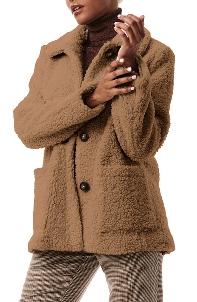 Bernardo Cozy Faux Shearling Barn Jacket In Brown