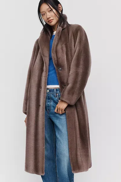 Bernardo Faux Fur Coat Jacket In Brown