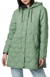 Bernardo Hooded Quilted Liner Jacket In Hedge Green