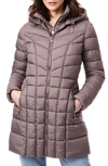 Bernardo Water Resistant Packable Hooded Puffer Coat With Removable Bib Insert In Taupe Grey