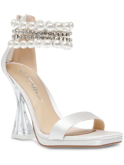 Betsey Johnson Rider Womens Embellished Square Toe Ankle Strap In Silver