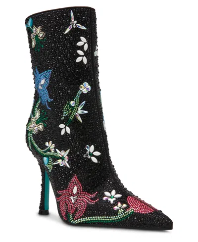 Betsey Johnson Women's Fern Pointed-toe Embellished Stiletto Boots In Black