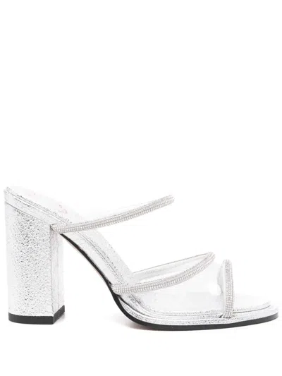 Bettina Vermillon Carmen 85mm Mules In Silver