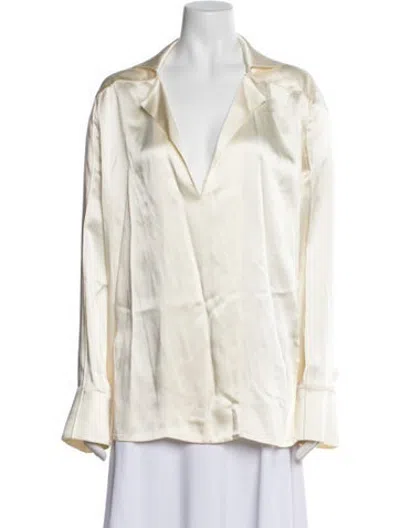 Pre-owned Bevza V-neck Long Sleeve Blouse In Yellow