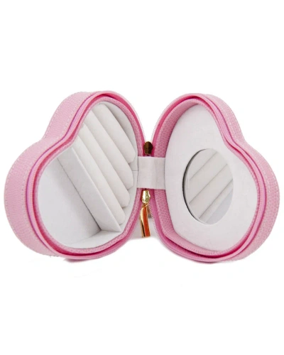 Bey-berk Leather Small Heart-shaped Jewelry Box In Pink