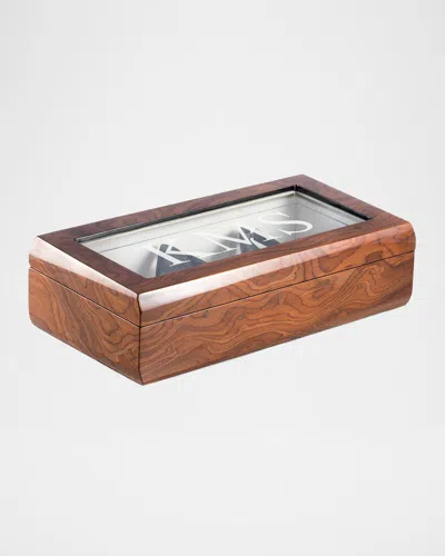 Bey-berk Men's Personalized Wooden Eyeglass Storage Case In Burled Wood