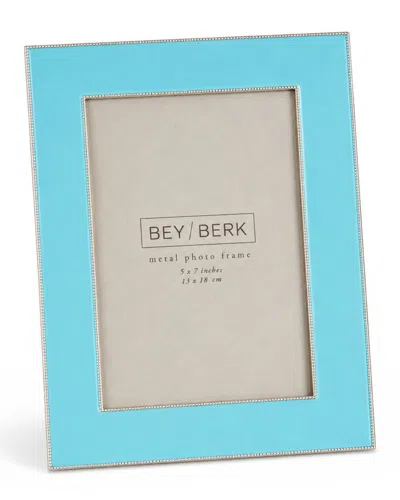 Bey-berk Silver-plated Aqua Blue Enamel 5in X 7in Photo Frame
