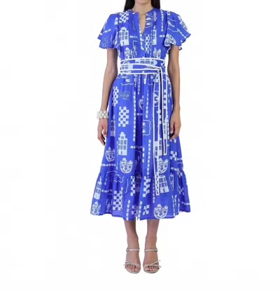 Beyond By Vera Leni Midi Dress In Sverige Indigo In Blue