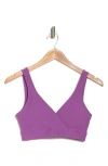 Beyond Yoga Space Dye Crossover Sports Bra In Bright Iris Heather