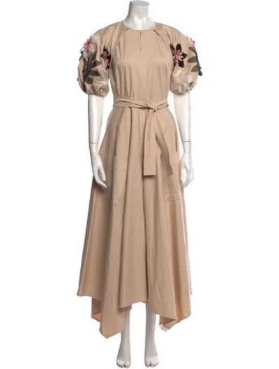 Pre-owned Bibhu Mohapatra Floral Print Long Dress In Neutrals