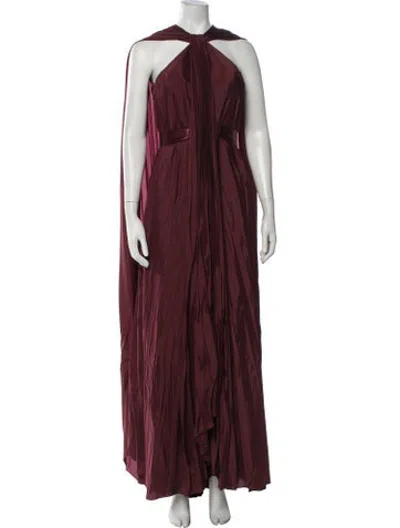 Pre-owned Bibhu Mohapatra Halterneck Long Dress In Burgundy