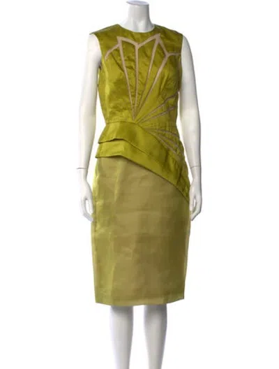 Pre-owned Bibhu Mohapatra Silk Knee-length Dress W/ Tags In Green