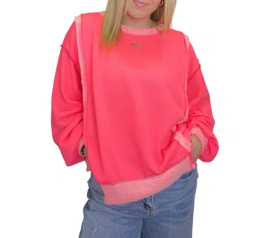 Bibi Knit Contrast Sweatshirt In Pink